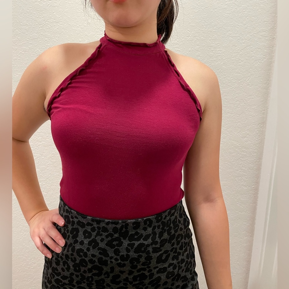 Express Ruffle Edge Halter Top